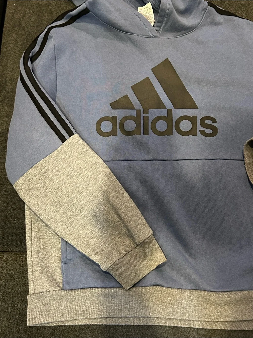 Adidas Blue & Grey Hooded Kids Sweatshirt with Black Logo 18/20 XL